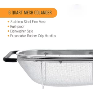 Retractable Basket Rubber Grip Handle Stainless Steel Oval Colander Vegetable Draining Rack Wash Sink Strainer - Image 5