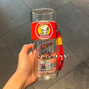 380Ml Anime Cartoon Snoopy Large Capacity High Borosilicate Glass Tea Water Separator Cup Kawaii Office Couple Cup Cute Tea Cup - Image 5