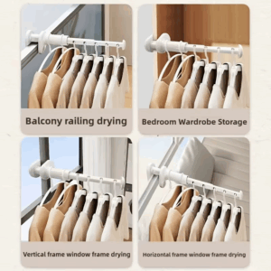 Folding Clothes Drying Rack Window Clothes Rack Foldable Clothes Hanger Drying Rack Rod for Hotel Suitable for Travel - Image 5
