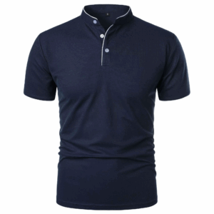 Men Businses T-shirts Casual Male Stand Collar Short Sleeve Patchwork T-shirt Tops BSD-ZT201 - Image 2