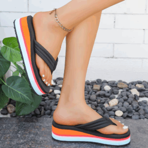 Fashion Women's Slippers Print Thick Bottom Summer Slippers High-Heeled Flip Flops Casual Beachwear Female Outdoor Shoes Slides - Image 2
