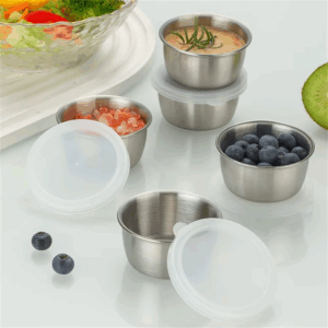 304 Stainless Steel Sauce Seasoning Container 40ml Sauce Cup Silicone Cover Leak-proof Salad Dipping Dish Small Storage Box - Image 7