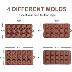 4 Pack Chocolate Flower Molds Reusable Silicone Cake Chocolate Candy Fondant Mold Durable Rose Floral Mould for Baker Ice Butter - Image 2