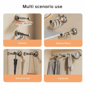 Hanger Storage Rack No-Drill Suction Cup Installation Retractable and Adjustable Length Home Use Hanger Storage Container - Image 5