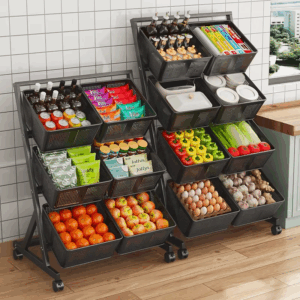Metal rack removable kitchen vegetable basket for fruit and vegetable storage multifunctional trolley - Image 1