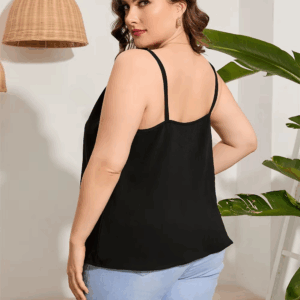 GIBSIE Plus Size Summer Women's Cami Top Black V-neck Sleeveless Backless Tops Women Fashion Button Front Casual Tanks Camis - Image 5