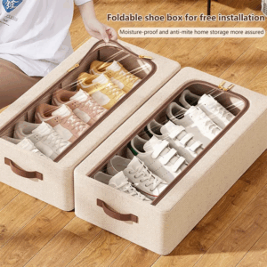 Under Bed Shoe Storage Organizer for Closet Shoes Container Boxes with Sturdy Handles and Clear Window,Foldable Shoe Rack Holder - Image 7