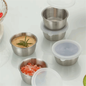 304 Stainless Steel Sauce Seasoning Container 40ml Sauce Cup Silicone Cover Leak-proof Salad Dipping Dish Small Storage Box - Image 6