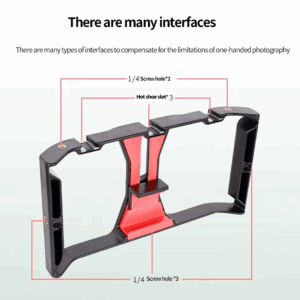 Dual Handle Smartphone Video Rig Portable Handheld Phone Cage Filmmaking Case with Cold Shoe Mount for Live Streaming Vlog - Image 5