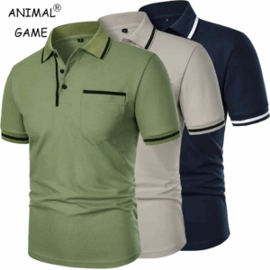 New Men's Short Sleeve Polo Shirts Solid Color Casual T-shirt Summer Trendy Breathable Loose Basic Splice Top Pockets Men Shirts - Image 7