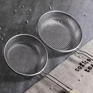 Stainless Steel Colander with Wooden Handle - Fine Mesh Skimmer Spoon for Cooking, Food Prep Grease Filtering for Pasta Noodles - Image 4