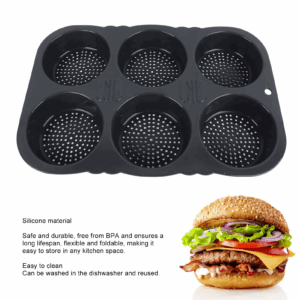 6 Cavity Hamburger Bun Mould Foldable Reusable Bread Mould ‑40℉ to +446℉ Heat Resistance Baking Mould for Kitchen - Image 4