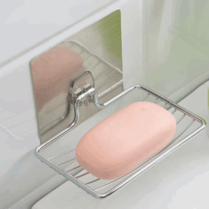 1pc-Stainless Steel Soap Rack Punch-free Nail-free Bathroom Single Layer Drain Wall Hanging Sucker Soap Box Light Luxury Shelf - Image 5