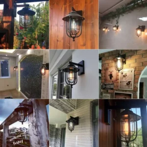 American Retro Iron Balcony Lamp Waterproof Outdoor Wall Lamp Industrial Style Nordic Creative Bar Cafe Aisle Stair Wall Lights - Image 5
