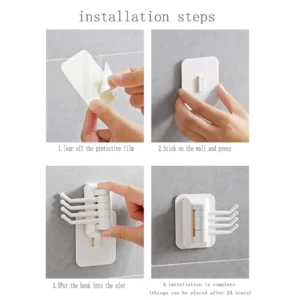 Strong Self Adhesive Wall 4 Hook Strong Without Drilling Key Holder Door Kitchen Towel Hanger Hooks Home Storage Accessories - Image 4