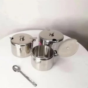 Mini Stainless Steel Kichen Salt Storage Pot Jars Tea Sauces Coffee Jam Storage Pot with Lid Spoon - Image 2