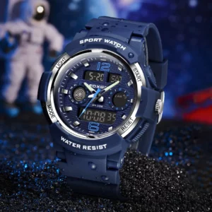 LIGE Man Watch Fashion Dual Display Digital Military Sport Quartz Watches Waterproof Blue Dial Calendar Chronograph Mens Watches - Image 2