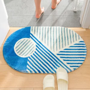 Striped Bathroom Mats Rectangular Water Absorbent Floor Carpet Non-slip Shower Mat Toilet Door Entrance Mat Bath Decoration - Image 3