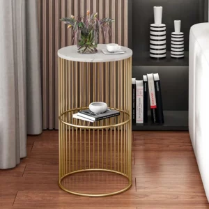 Nordic Iron Light Luxury Side Table Small Coffee Table Flower Few Sofa Corner Cabinet Rack Living Room Mini Round Corner Table - Image 2