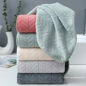 Thickened coral velvet towel adult bath towel household quick dry cleaning face towel microfiber beach towels - Image 1