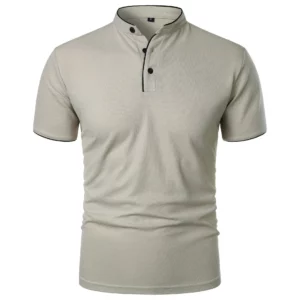 Men Businses T-shirts Casual Male Stand Collar Short Sleeve Patchwork T-shirt Tops BSD-ZT201 - Image 1