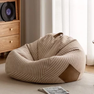 ‌Modern Fabric Floor Pouf, Zippered Washable Ottoman Stool, Tassel-Decor Balcony Seat, Entryway Storage Bench with Backrest - Image 1
