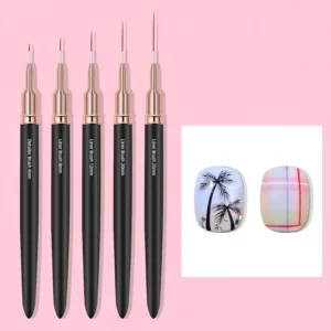 Black Nail Art Liner Brushes 5Sizes Painting Nail Design Pen /8/12/20/25mm Drawing Tool for Long Lines Thin Details Manicure Pen - Image 3