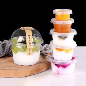 50/100Pcs 250ML Disposable Salad Cup Transparent Plastic Dessert Cups Bowls Container with Dome/Flat Lids for Ice Cream Cupcake - Image 2
