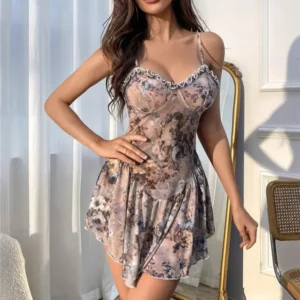 Ordinary Nightgown Strap Tight and Comfortable High-end Pure Floral Dress Sexy Tоy Xxl Sleepwear for Sleeping Pajamas Dress Xxx - Image 2