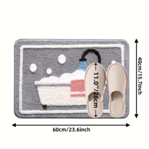 Non-Slip Knit Bath Rug with TPR Backing – Water Absorbent & Machine Washable Polyester Bath Mat for Bathroom, Shower - Image 2