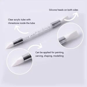 Dual-ended Silicone Sculpture Pen for Nail Art, Easy and Precise Nail Design Tool, 3D Carving Glitter Dotting Brush - Image 4