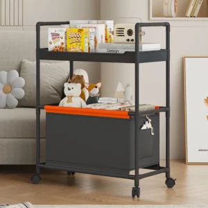 Foldable Rolling Cart - 3-Tier Kitchen/Bathroom Organizer with Wheels (Lightweight, Space Saving) - Image 1
