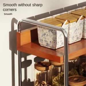 Kitchen Seasoning Rack Solid Wood Two-layer Multifunctional Countertop Seasoning Storage Cabinet Oil Salt Sauce Vinegar Storage - Image 4
