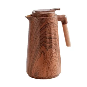 Wood grain thermal insulation pot Large capacity thermos high value office coffee pot Living room glass thermos - Image 5