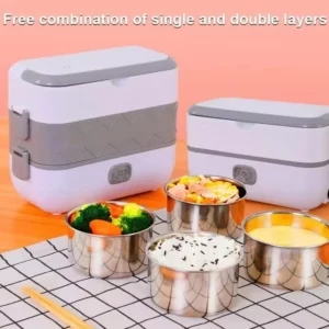 New Electric Lunch Box Portable Double Thermal Insulation Lunch Box with Stainless Steel Liners Home Food Heating Container Boxs - Image 2