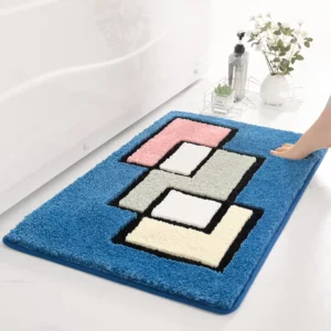 Simple Thicken Large Capacity Absorbent Water Bathroom Mat Flocked Quick-drying Anti-slip Bath Rug Soft Bathtub Side Carpet Mats - Image 1