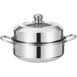 1 Set 28cm Stainless Steel Two Layer Thick Steamer Pot Soup Steam Pot Universal Cooking Pots For Induction Cooker Gas Stove - Image 2