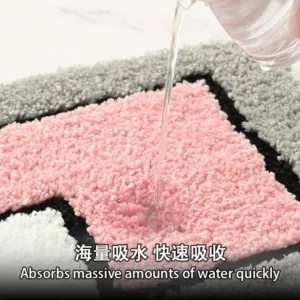 Simple Thicken Large Capacity Absorbent Water Bathroom Mat Flocked Quick-drying Anti-slip Bath Rug Soft Bathtub Side Carpet Mats - Image 3