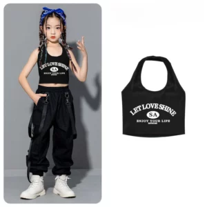 2025 Summer Girls Dance Tee Cool Modal Sleeveless T-shirts Short Design - Image 3