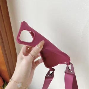 Crossbody Necklace Strap Lanyard Matte Silicone Case For iPhone 16 15 14 Pro Max 11 12 13 XR X XS 6 7 8 Plus SE Shockproof Cover - Image 4