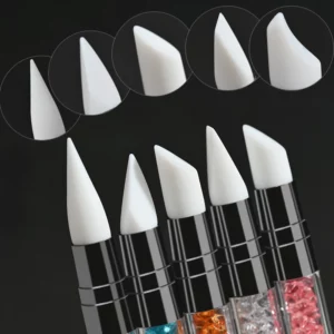 5Pcs/Set Sculpture Dotting Pen Nail Art Silicone Brush Colorful Crystal Dual-head Carving Flower Painting Pen DIY Manicure Tools - Image 6