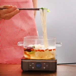 1Pcs Household Glass Saucepan for Cooking Double Ear Glass Soup Pot Noodle Bowl Cookwares with Tops Small Bear Cooking Pots Set - Image 5