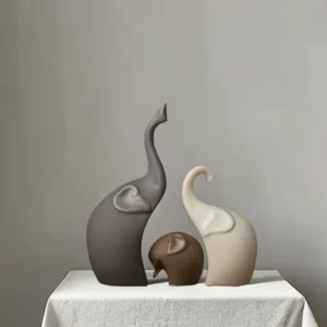 1set Nordic-Style Large Ceramic Elephant Family Figurine Set Matte Finish Animal Sculpture Entryway Decoration Unique Gift Idea - Image 5