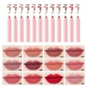 12 Colors Nude Matte Lipstick Pen Lip Liner Pencil Waterproof Long Lasting Lipgloss Plum Pink Plump Lip Stain Korean Cosmetics - Image 3