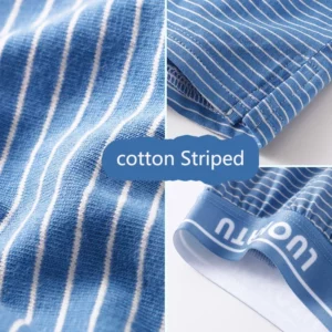 Loose Cotton Briefs Men Boxer Shorts Comfortable Summer Large Size Home Sleeping Shorts Underpants Trend Soft Striped Briefs - Image 3