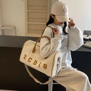 High Capacity Striped Canvas Fashion Travel Bags 2024 Versatile Hot Sale Ladies Bag Bolsa De Viaje Bolsa Femininas - Image 3