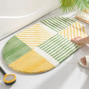 Striped Bathroom Mats Rectangular Water Absorbent Floor Carpet Non-slip Shower Mat Toilet Door Entrance Mat Bath Decoration - Image 1