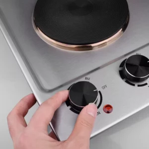 Houselin Double Cooktop Electric Stove,1500 Watts Electric Hot Plate, emperature Controls, Power Indicator Lights,Easy to Clean - Image 4
