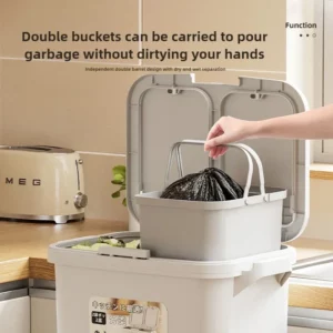 Kitchen Trash Bin with Cover 2-Layer Dry Wet Classification Press-Type Large-Capacity Waste Bin Home Supplies Garbage - Image 3