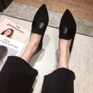 Shoes for Women 2025 New Spring Versatile Fashion Pointed Slip on Loafers Large Size 41 42 43 Flat Sole Nude Work Shoes Flats - Image 4